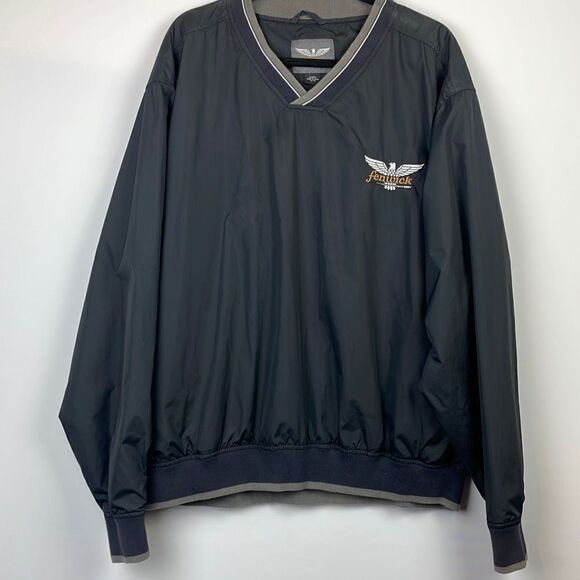 Vintage Fenwick Fishing Pullover V-Neck Windbreaker Black Jacket Size XL - Picture 1 of 12